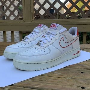 White and red Nike Air Force 1 low size 10 (488298-153)